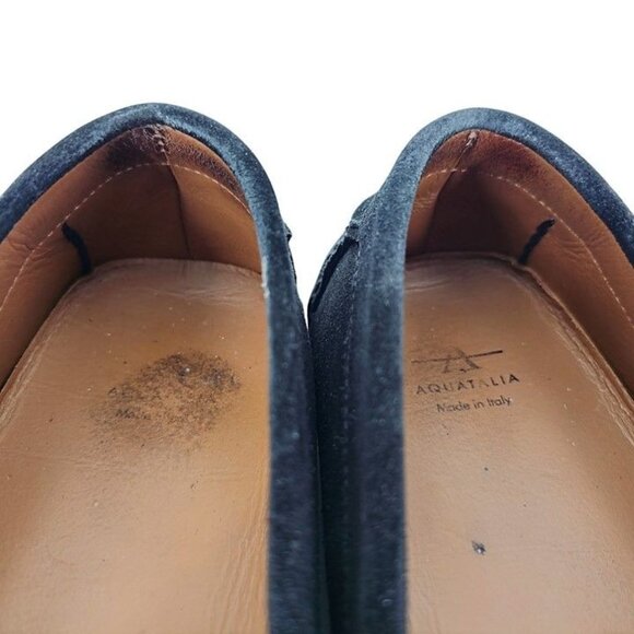 Aquatalia Italy Black Suede Weatherproof Driving Loafers Mens 11.5 Dress Shoes - Picture 7 of 13